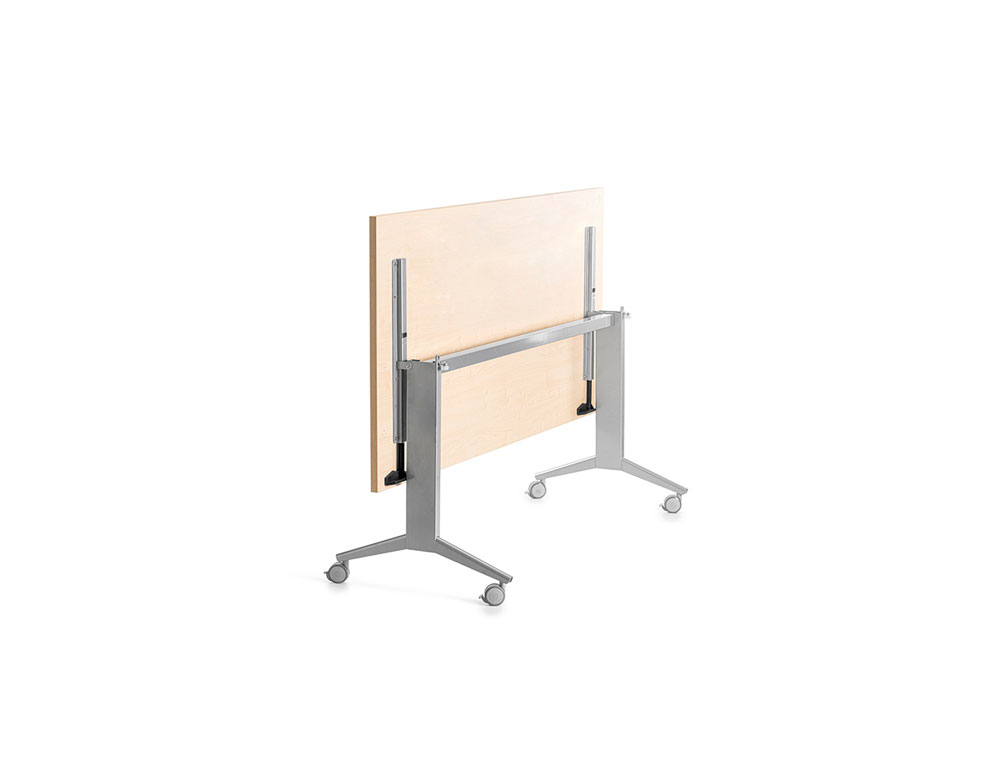 MESA DE OFICINA ROCADA 180X80CM CON TABLERO ABATIBLE 90 ACABADO FD01 ALUMINIO/HAYA