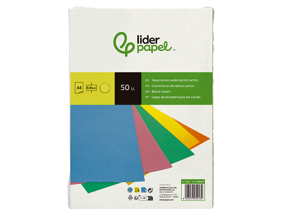 TAPA ENCUADERNACION LIDERPAPEL CARTON A4 0,9MM AMARILLO FLUOR PAQUETE DE 50 UNIDADES