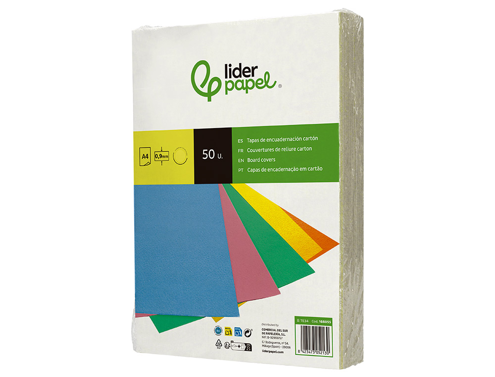 TAPA ENCUADERNACION LIDERPAPEL CARTON A4 0,9MM AMARILLO FLUOR PAQUETE DE 50 UNIDADES