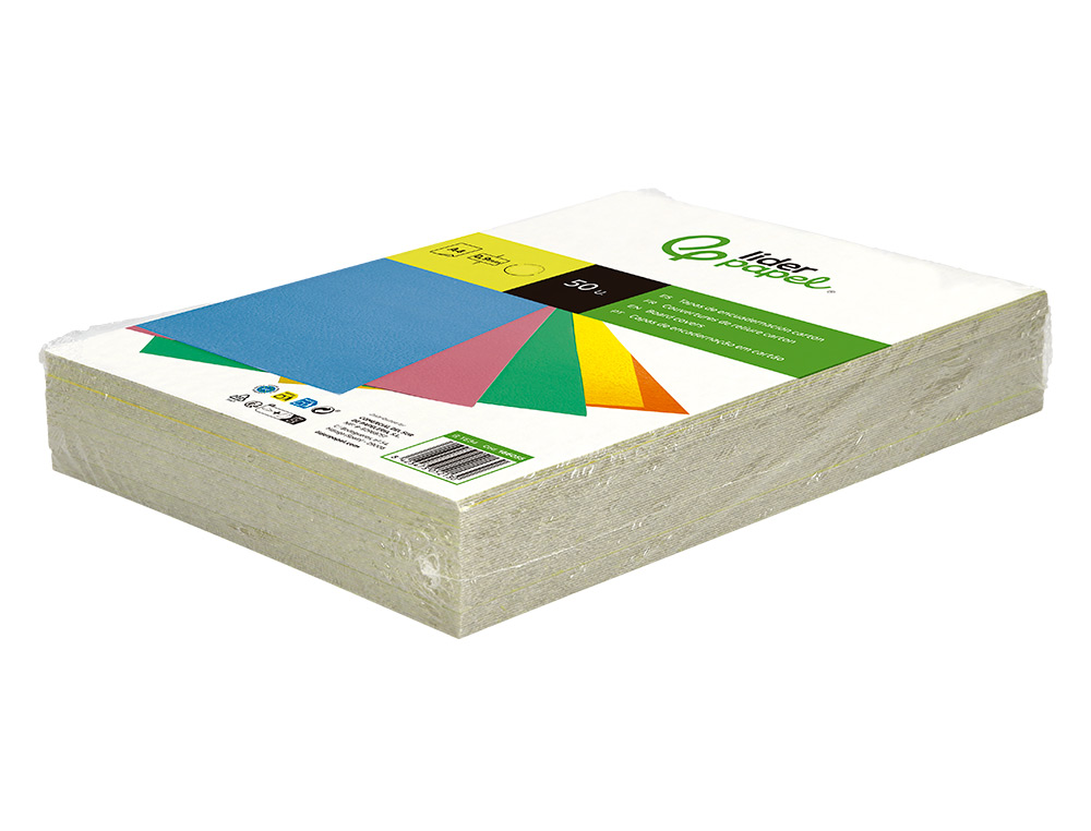 TAPA ENCUADERNACION LIDERPAPEL CARTON A4 0,9MM AMARILLO FLUOR PAQUETE DE 50 UNIDADES