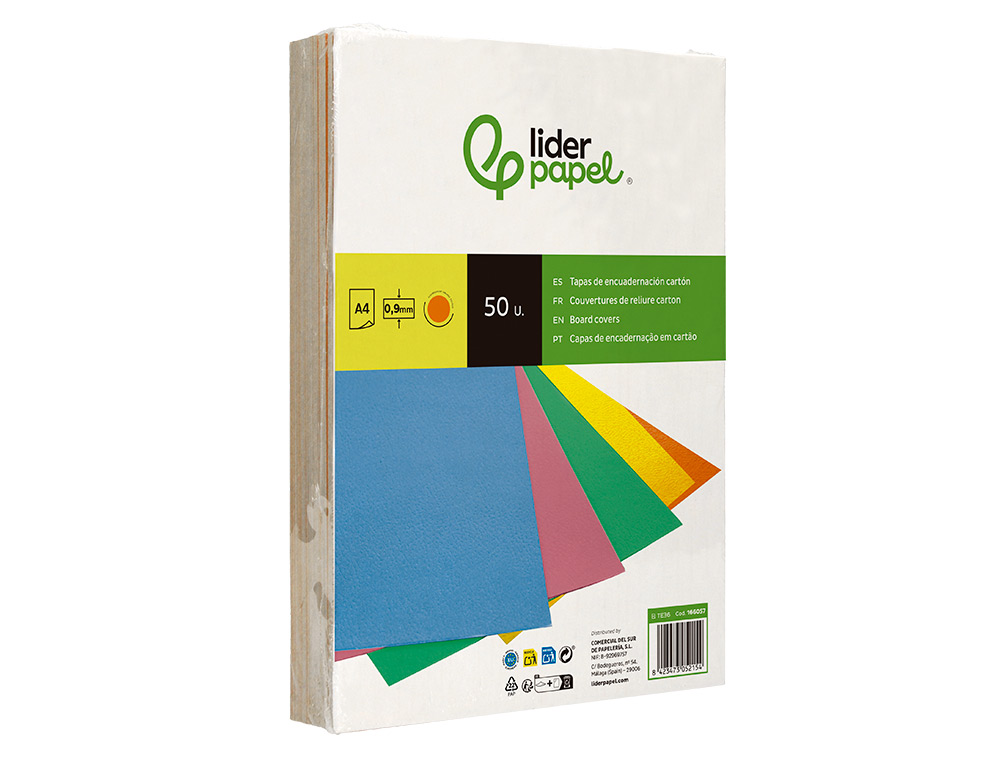 TAPA ENCUADERNACION LIDERPAPEL CARTON A4 0,9MM NARANJA FLUOR PAQUETE DE 50 UNIDADES