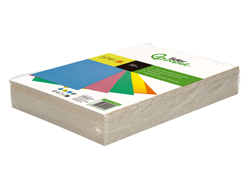 TAPA ENCUADERNACION LIDERPAPEL CARTON A4 0,9MM NARANJA FLUOR PAQUETE DE 50 UNIDADES