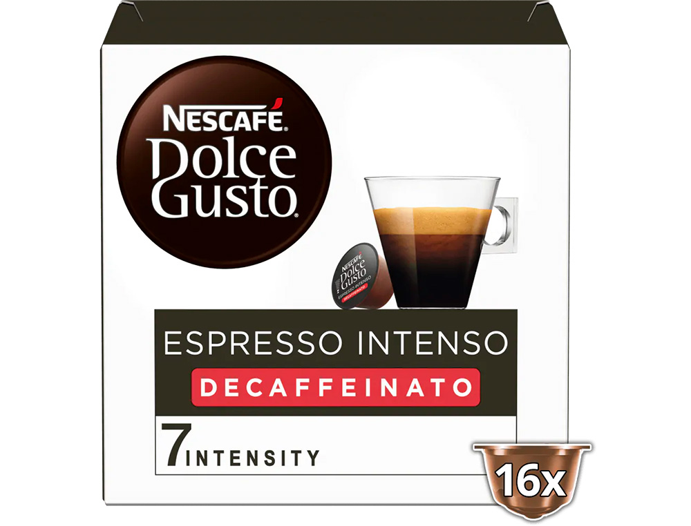 CAFE DOLCE GUSTO ESPRESSO INTENSO DESCAFEINADO INTENSIDAD 7 MONODOSIS CAJA DE 16 UNIDADES