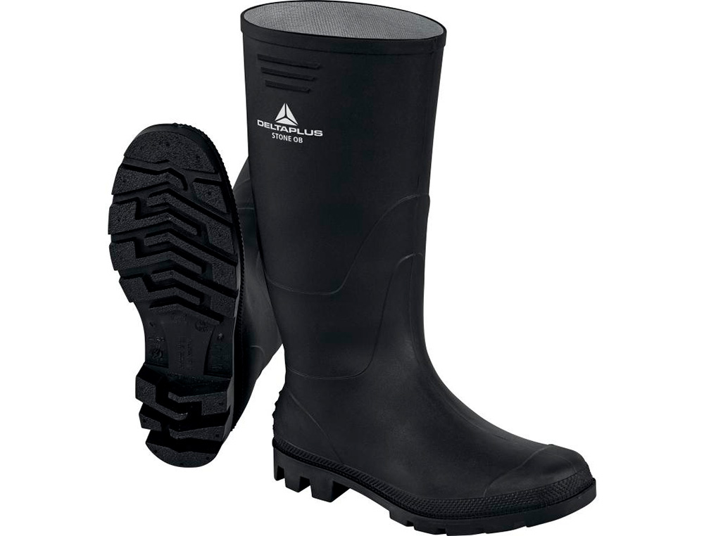 BOTAS DELTAPLUS DE SEGURIDAD STONE PVC NEGRO SUELA DE TACOS TALLA 48