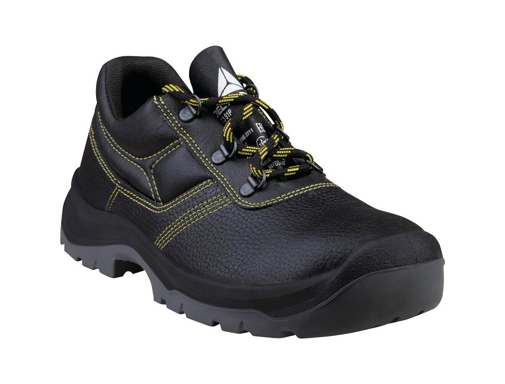 ZAPATOS DE SEGURIDAD DELTAPLUS PIEL CRUPON PIGMENTADA SUELA PU BI DENSIDAD COLOR NEGRO TALLA 45