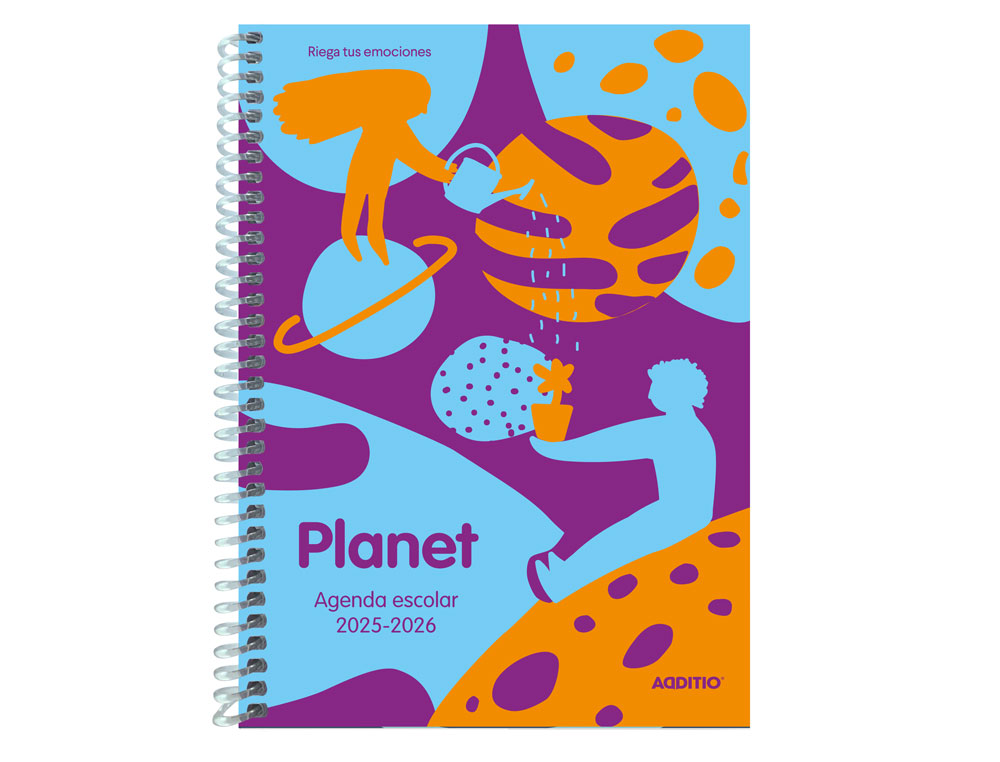 AGENDA PLANET ADDITIO SEMANA VISTA CURSO ESCOLAR COMUNICACION FAMILIA/CENTRO PRIMARIA A5 COLORES SURTIDOS