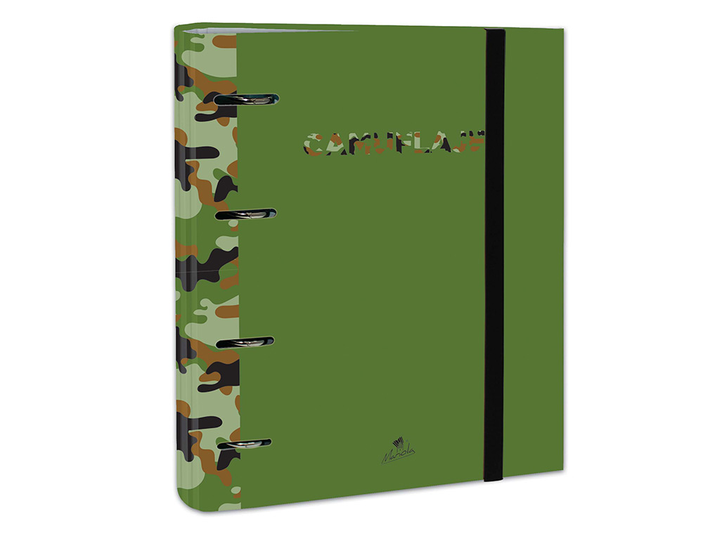 CARPETA DE 4 ANILLAS DE 40 MM MIXTAS CARTON FORRADO FOLIO COLORES SURTIDOS CAMUFLAJE 6 DISEOS