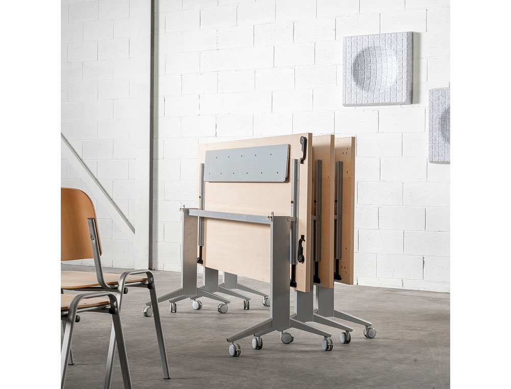 MESA ROCADA 2000FD04 CON TABLERO ABATIBLE COLOR ALUMINIO/BLANCO 120X60 CM