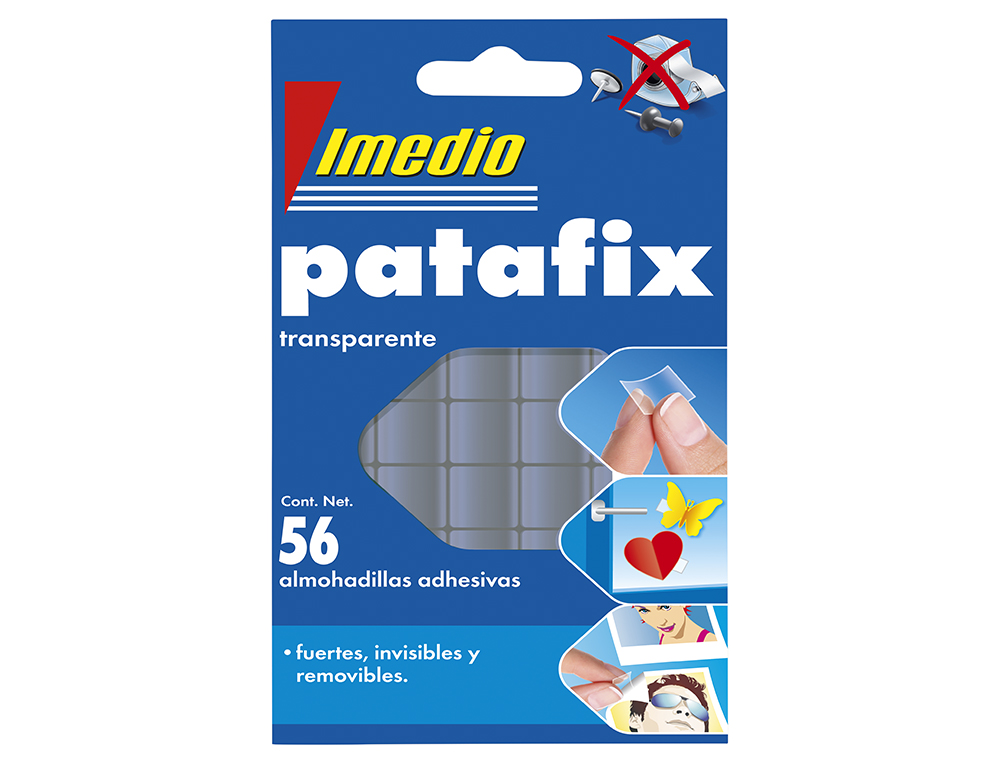 SUJETACOSA IMEDIO PATAFIX ALMOHADILLA ADHESIVA TRANSPARENTE REMOVIBLE BLISTER DE 56 UNIDADES