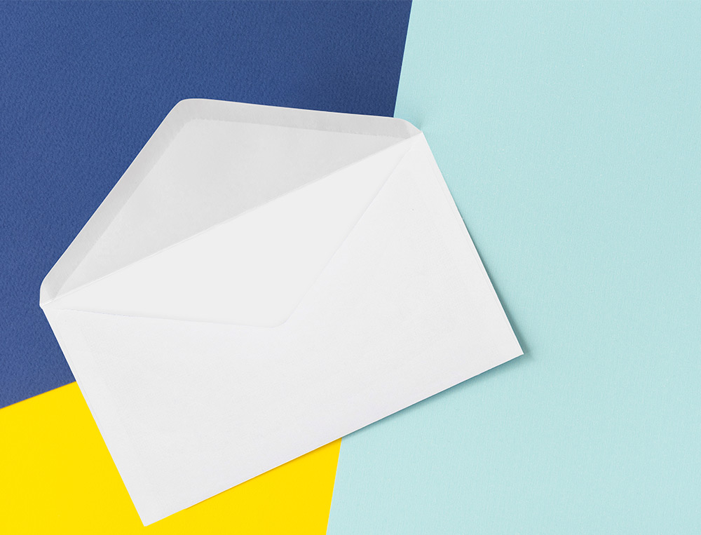 SOBRE LIDERPAPEL BLANCO CON FONDO 95X162 MM ENGOMADO SOLAPA DE PICO CAJA DE 500 UNIDADES