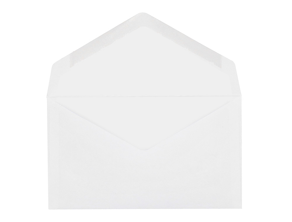 SOBRE LIDERPAPEL BLANCO CON FONDO 95X162 MM ENGOMADO SOLAPA DE PICO CAJA DE 500 UNIDADES