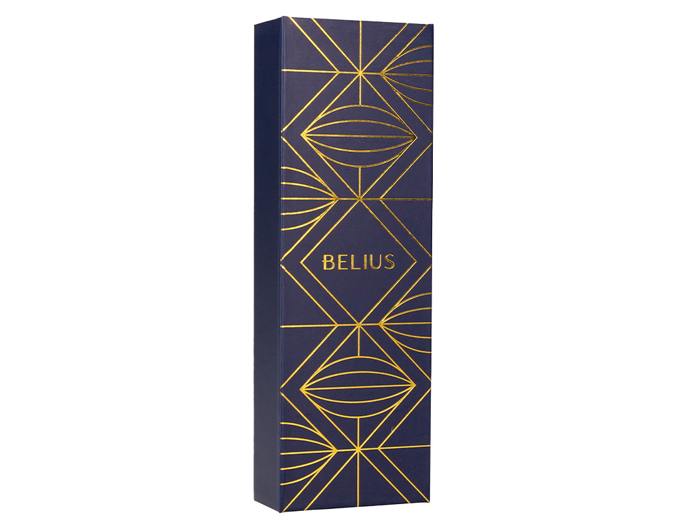 PLUMA BELIUS SOIREE ALUMINIO COLOR ART DECO AZUL MARINO Y DORADO TINTA AZUL CAJA DE DISEO