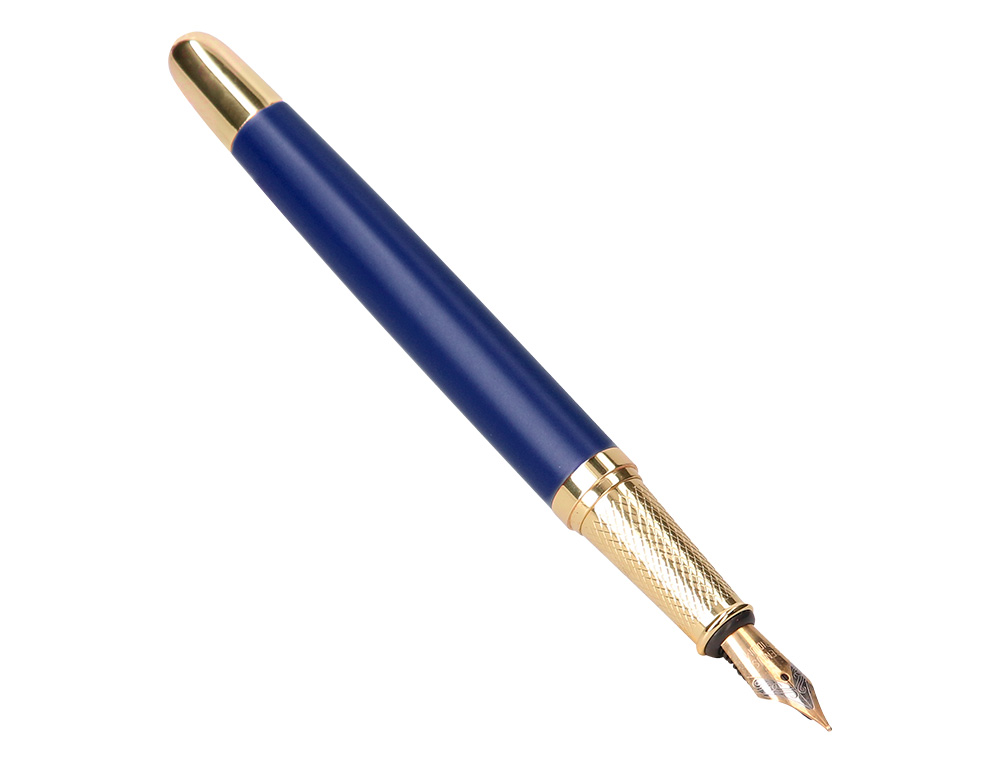 PLUMA BELIUS SOIREE ALUMINIO COLOR ART DECO AZUL MARINO Y DORADO TINTA AZUL CAJA DE DISEO