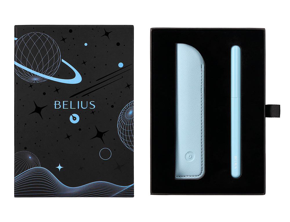 ROLLER Y FUNDA DE SIMILPIEL BELIUS SPACE B COLOR MINIMALISTA AZUL TINTA AZUL CAJA DE DISEÑO