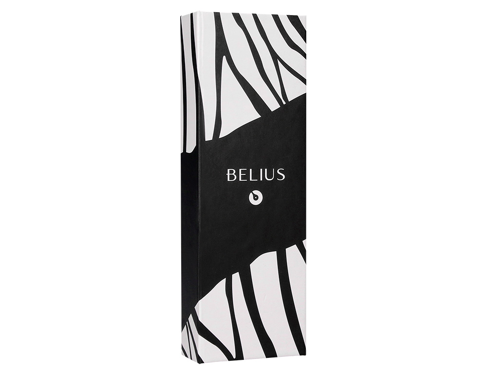 BOLIGRAFO BELIUS DUALITA CUERPO BLANCO COLOR NEGRO TINTA AZUL CAJA DE DISEÑO