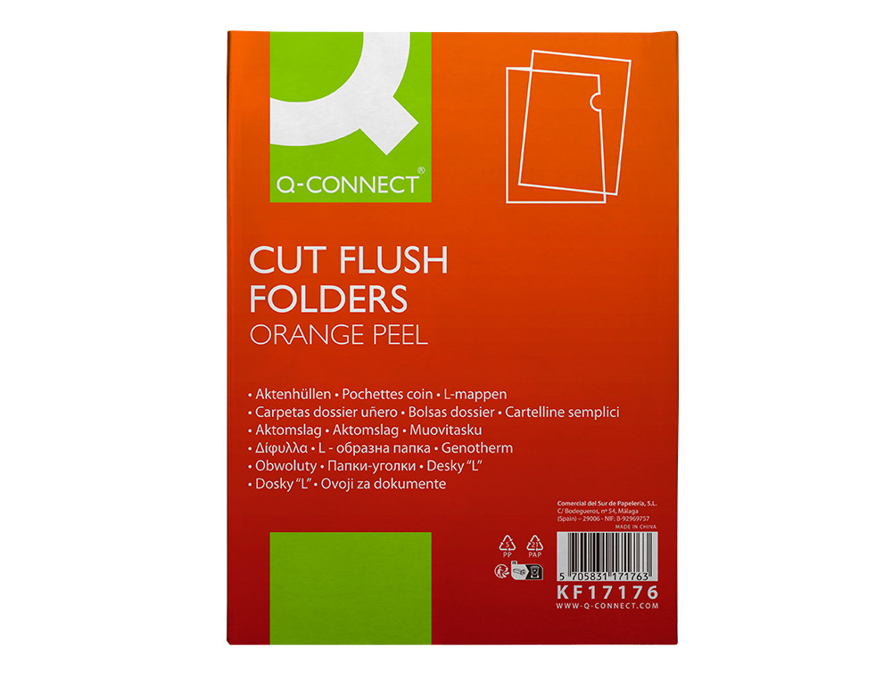 CARPETA Q-CONNECT DOSSIER UÑERO PLASTICO FOLIO TRANSPARENTE 110 MICRAS