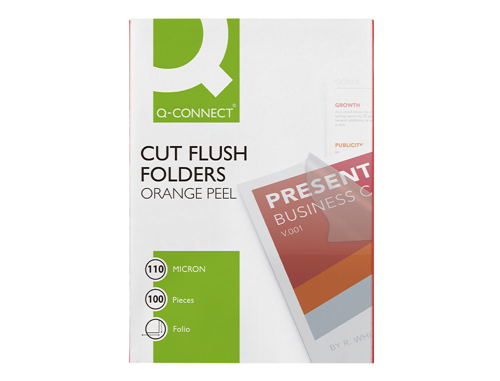 CARPETA Q-CONNECT DOSSIER UÑERO PLASTICO FOLIO TRANSPARENTE 110 MICRAS