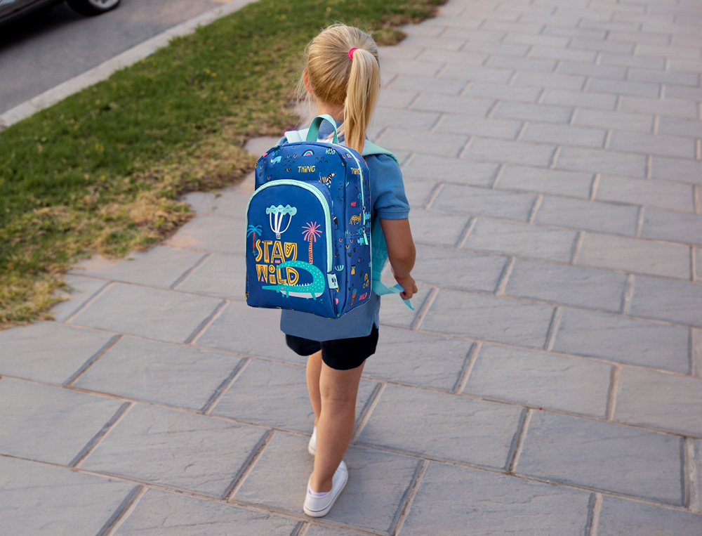 MOCHILA ESCOLAR LIDERPAPEL SAFARI INFANTIL AZUL MARINO COCODRILO 330X110X250 MM