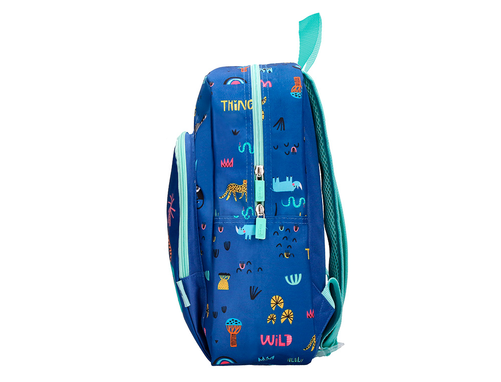 MOCHILA ESCOLAR LIDERPAPEL SAFARI INFANTIL AZUL MARINO COCODRILO 330X110X250 MM