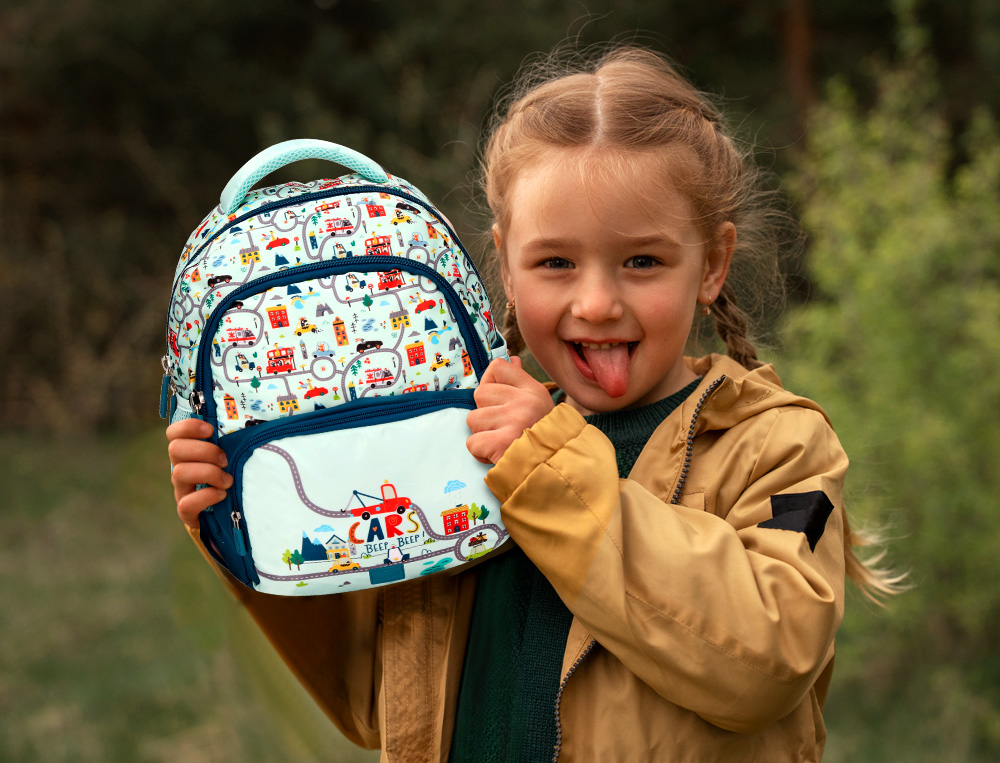 MOCHILA ESCOLAR LIDERPAPEL MULTIBOLSILLO INFANTIL AZUL CARS 350X110X270 MM