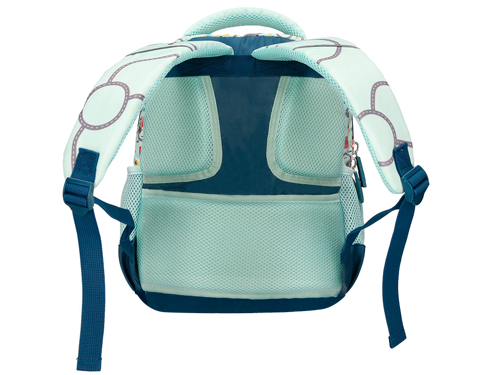 MOCHILA ESCOLAR LIDERPAPEL MULTIBOLSILLO INFANTIL AZUL CARS 350X110X270 MM
