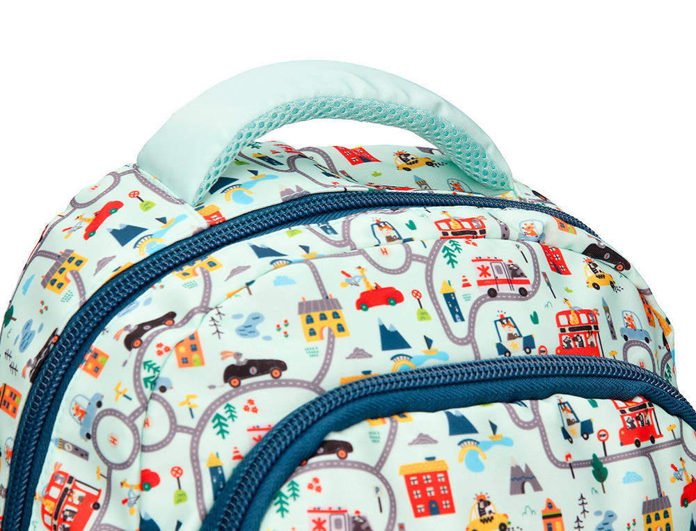 MOCHILA ESCOLAR LIDERPAPEL MULTIBOLSILLO INFANTIL AZUL CARS 350X110X270 MM