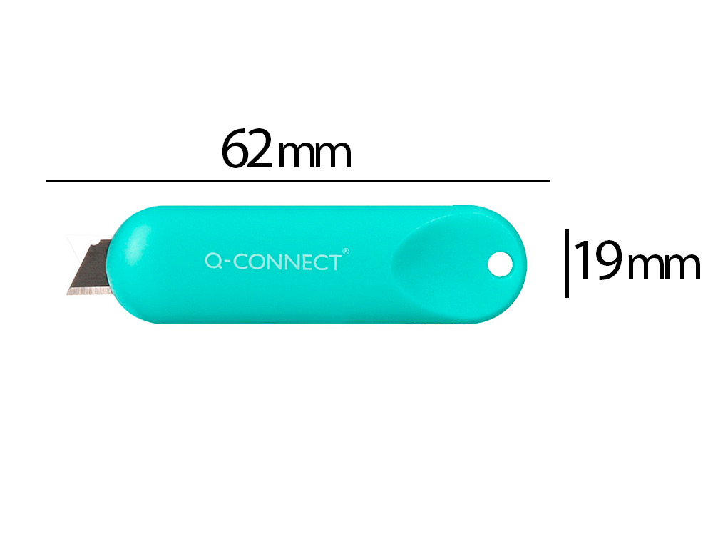 CUTER Q-CONNECT PLASTICO MINI DE SEGURIDAD RETRACTIL MODELOS Y COLORES SURTIDOS EXPOSITOR 30 UNIDADES