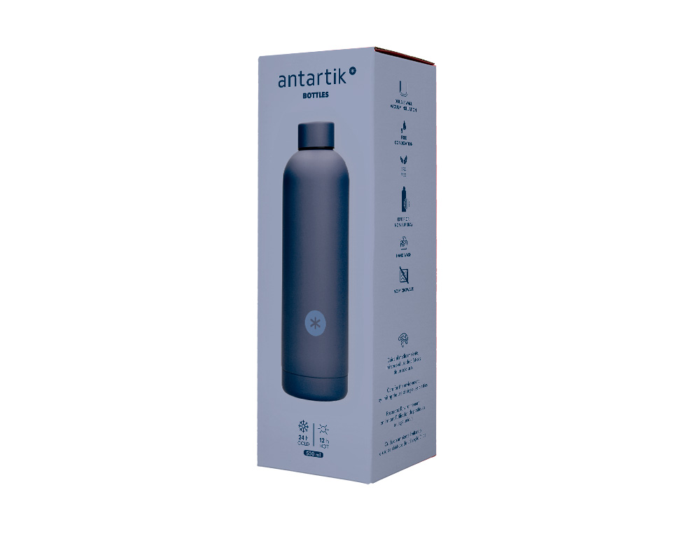 BOTELLA PORTALIQUIDOS ANTARTIK ISOTERMICA ACERO INOXIDABLE LIBRE DE BPA COLOR AZUL 500 ML