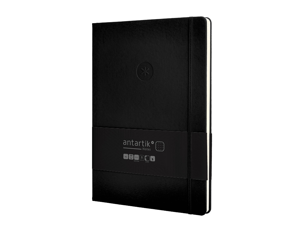 CUADERNO CON GOMILLA ANTARTIK NOTES TAPA DURA A4 HOJAS PUNTOS NEGRO 100 HOJAS 80 GR FSC