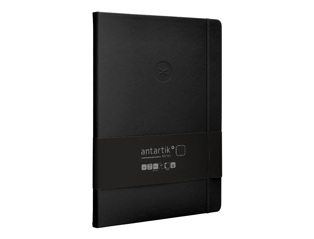 CUADERNO CON GOMILLA ANTARTIK NOTES TAPA DURA A4 HOJAS PUNTOS NEGRO 100 HOJAS 80 GR FSC