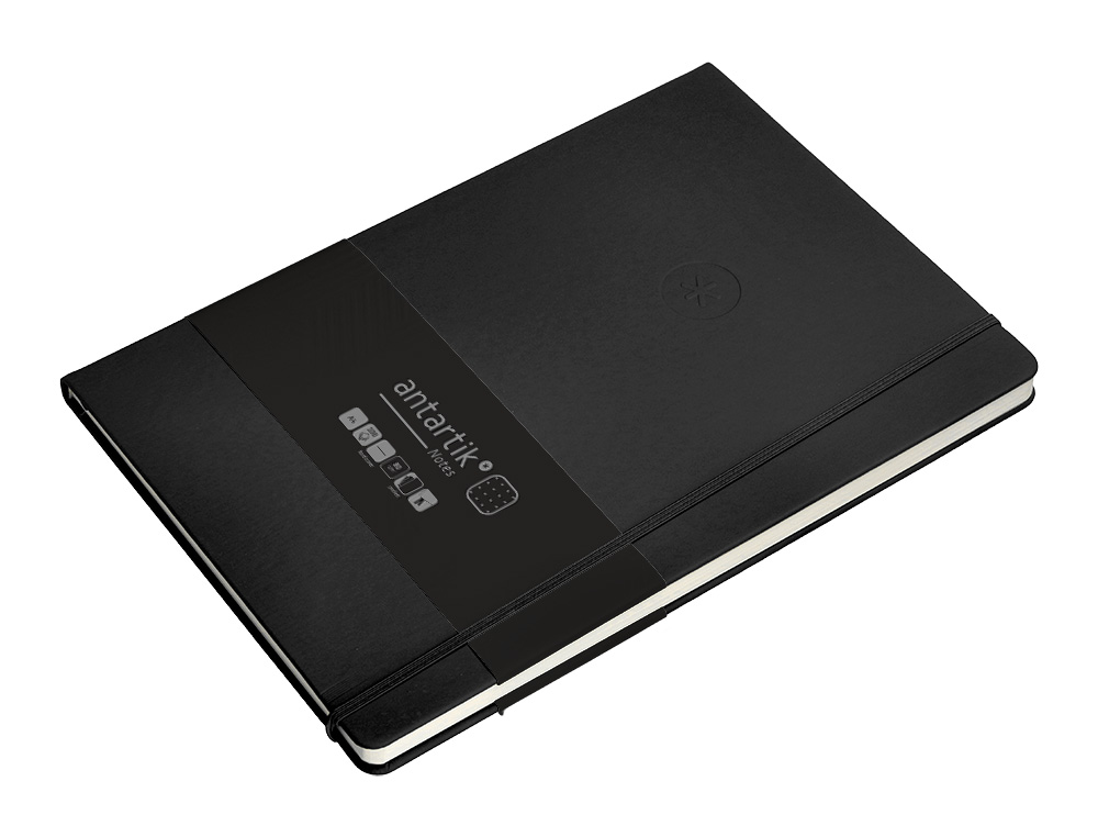 CUADERNO CON GOMILLA ANTARTIK NOTES TAPA DURA A4 HOJAS PUNTOS NEGRO 100 HOJAS 80 GR FSC