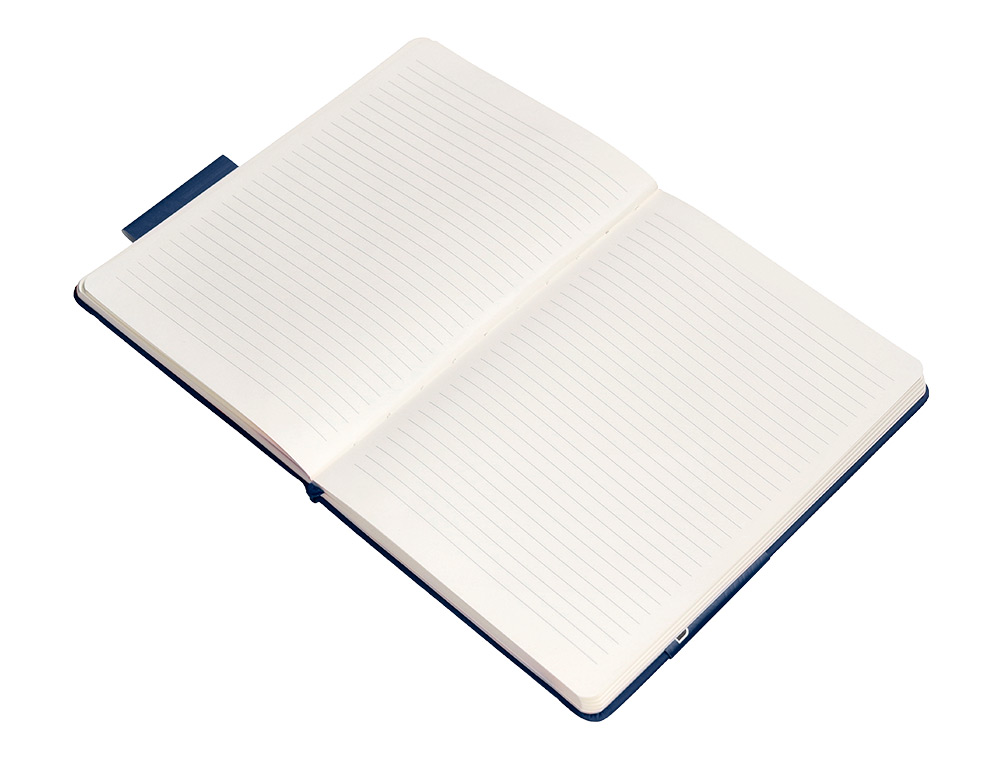 CUADERNO CON GOMILLA ANTARTIK NOTES TAPA DURA A5 HOJAS RAYAS AZUL MARINO 100 HOJAS 80 GR FSC