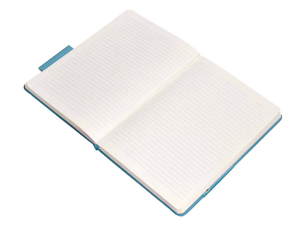 CUADERNO CON GOMILLA ANTARTIK NOTES TAPA DURA A5 HOJAS RAYAS AZUL CLARO 100 HOJAS 80 GR FSC