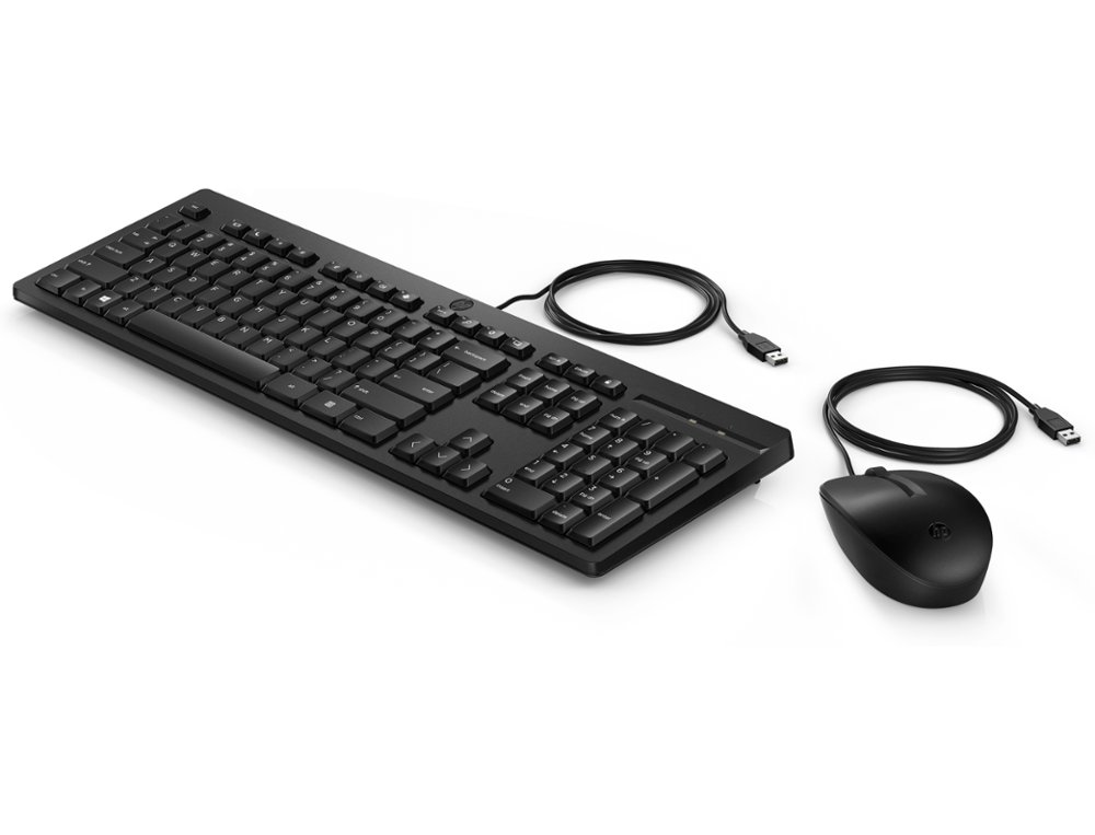 SET TECLADO + RATON HP COMBO 225 USB-A LONGITUD CABLE 180 CM COLOR NEGRO