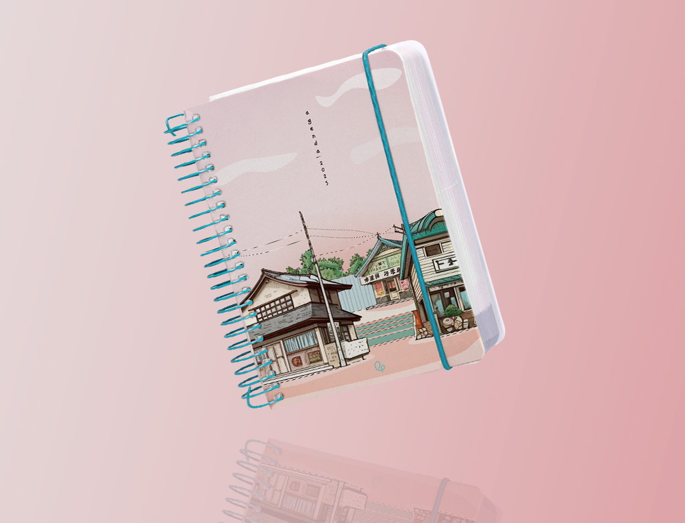AGENDA ESPIRAL LIDERPAPEL SANTORINI A6 2025 DIA PAGINA ATARDECER ROSA PAPEL 60 GR