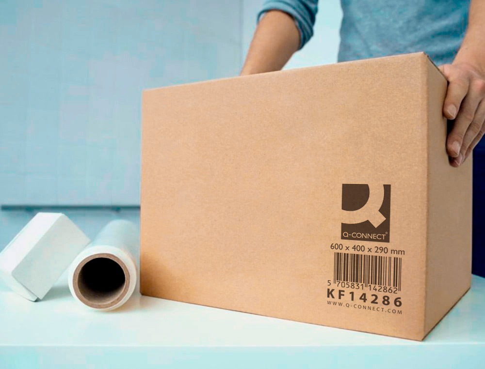 CAJA PARA EMBALAR Q-CONNECT AMERICANA ULTRA RESISTENTE CARTON RECICLADO CANAL DOBLE 7MM COLOR KRAFT 600X400X290 MM