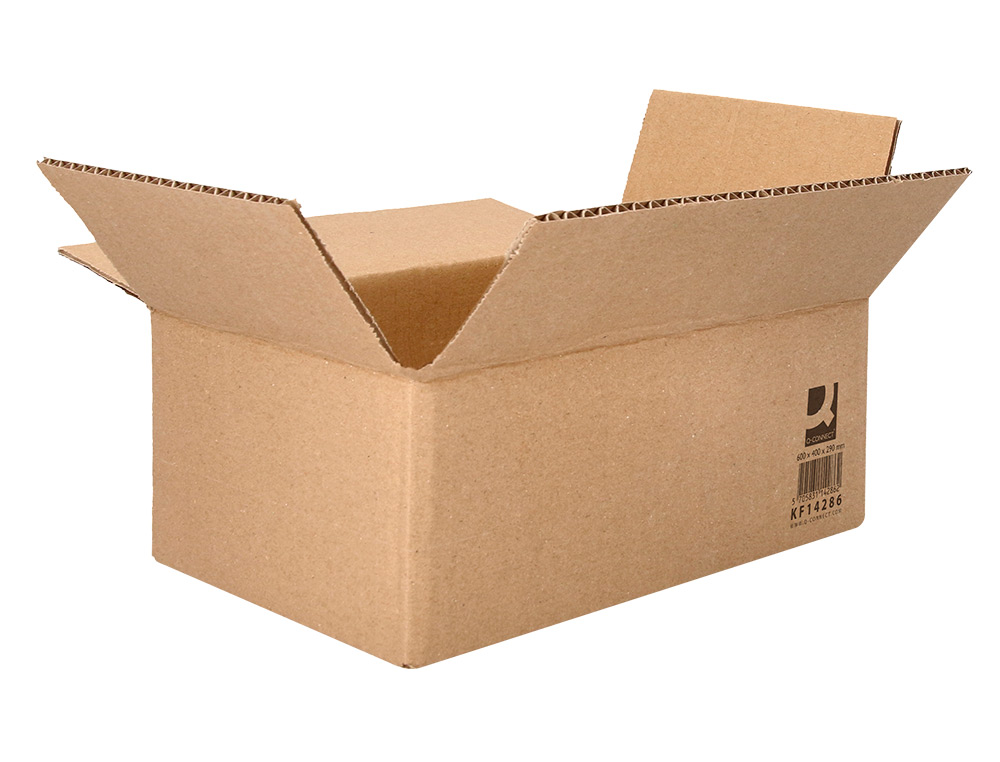 CAJA PARA EMBALAR Q-CONNECT AMERICANA ULTRA RESISTENTE CARTON RECICLADO CANAL DOBLE 7MM COLOR KRAFT 600X400X290 MM