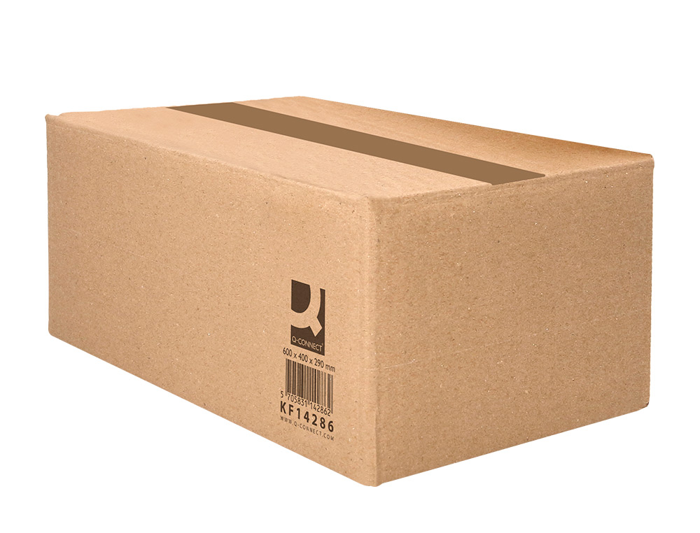 CAJA PARA EMBALAR Q-CONNECT AMERICANA ULTRA RESISTENTE CARTON RECICLADO CANAL DOBLE 7MM COLOR KRAFT 600X400X290 MM