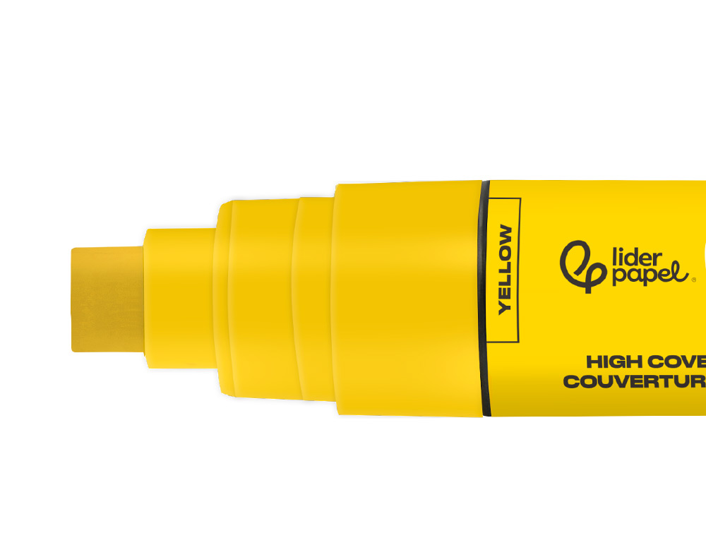 ROTULADOR LIDERPAPEL ACRYLIC BASE AGUA TODO TIPO DE SUPERFICIE PUNTA RECTANGULAR 10 MM AMARILLO
