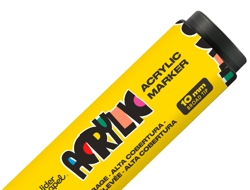 ROTULADOR LIDERPAPEL ACRYLIC BASE AGUA TODO TIPO DE SUPERFICIE PUNTA RECTANGULAR 10 MM AMARILLO