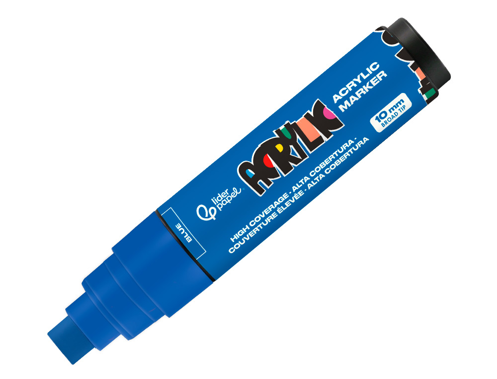 ROTULADOR LIDERPAPEL ACRYLIC BASE AGUA TODO TIPO DE SUPERFICIE PUNTA RECTANGULAR 10 MM AZUL