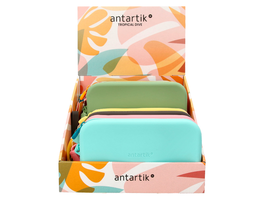 ESTUCHE PORTATODO ANTARTIK TROPICAL DIVE SILICONA CON ASA 190X120X25 MM EXPOSITOR DE 8 UNIDADES COLORES SURTIDOS