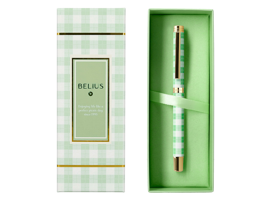 ROLLER BELIUS PICNIC ALUMINIO COLOR VERDE DORADO TINTA COLOR NEGRO CAJA DE DISEO