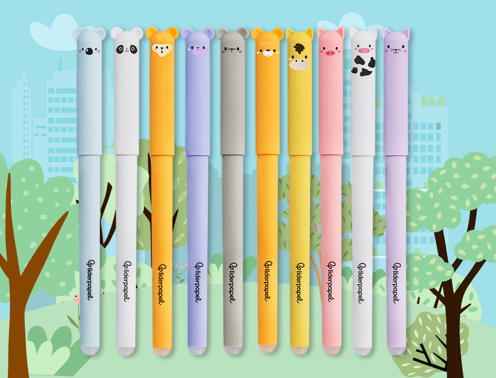 BOLIGRAFO FANTASIA LIDERPAPEL ANIMAL TOWN PANDA TINTA AZUL BORRABLE PUNTA 1 MM