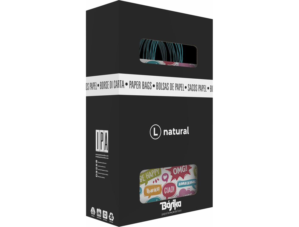 BOLSA PARA REGALO BASIKA PAPEL ESTUCADO 160 GR TODO AÑO CON ASA RETORCIDA TAMAÑO S 24+10X32 CM