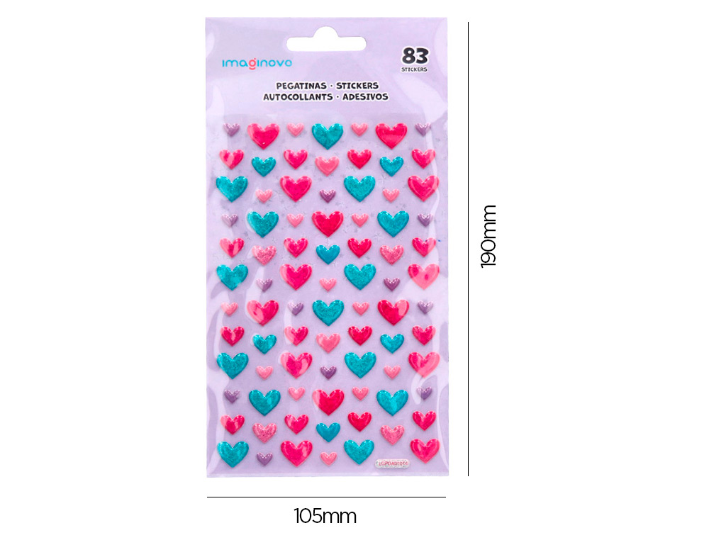 PEGATINAS IMAGINOVO CORAZONES MAGIC DREAMS CON RELIEVE 190X105 MM EN BLISTER