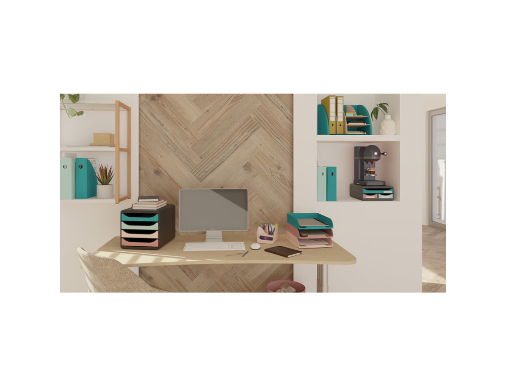 FICHERO CAJONES DE SOBREMESA EXACOMPTA SKANDI DIN A4+ POLIPROPILENO RECICLADO 3 CAJONES COLORES SURTIDOS