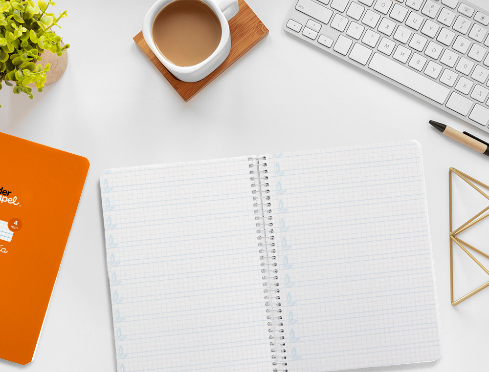 CUADERNO ESPIRAL LIDERPAPEL A5 PAUTAGUIA TAPA BLANDA 40H 75GR CUADRO PAUTADO 4MM COLOR NARANJA