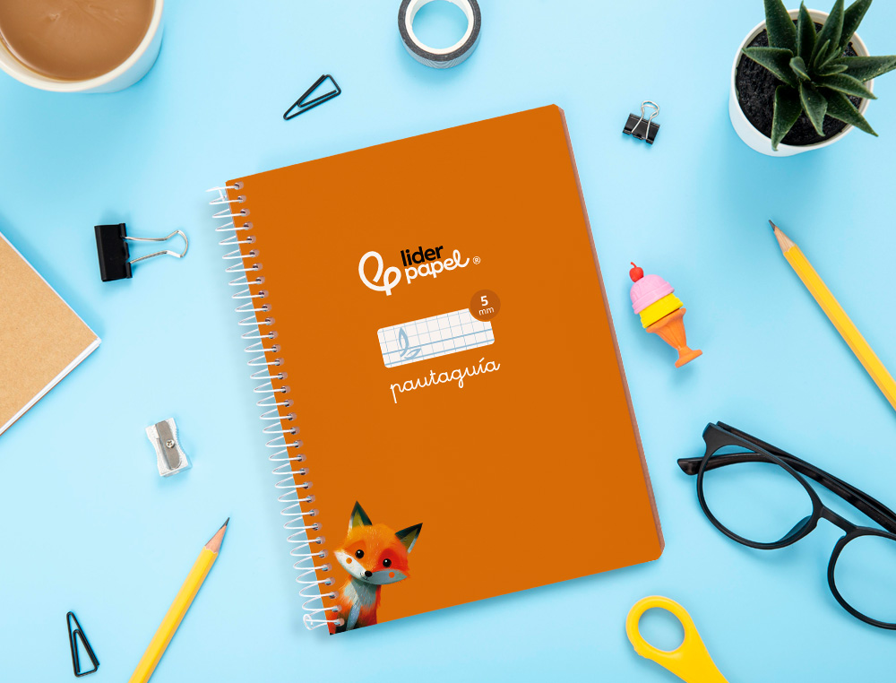 CUADERNO ESPIRAL LIDERPAPEL DIN A5 PAUTAGUIA TAPA BLANDA 40 H 75 GR CUADRO PAUTADO 5MM COLOR NARANJA