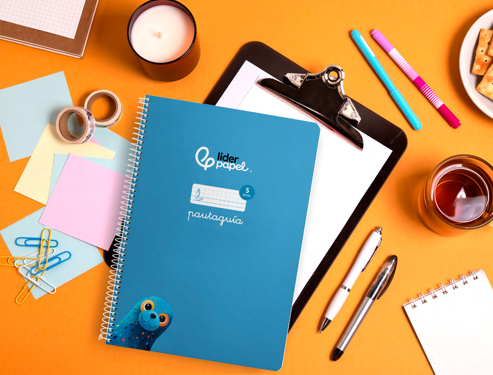 CUADERNO ESPIRAL LIDERPAPEL A4 PAUTAGUIA TAPA BLANDA 80H 75GR CUADRO PAUTADO 5MM COLOR AZUL